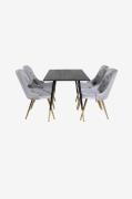 Venture Home - Spisegruppe Dipp med 4 spisebordsstole Velvet Deluxe - ...