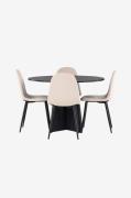 Venture Home - Spisegruppe Bootcut med 4 spisebordsstole Polar - Sort ...