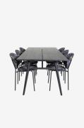 Venture Home - Spisegruppe Sleek med 6 spisebordsstole Vault - Sort - ...