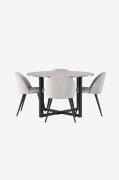 Venture Home - Spisegruppe Durango med 4 spisebordsstole Velvet - Brun...