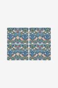 Pimpernel - Dækkeservietter Morris & Co Strawberry Thief Blue 4-pak - ...