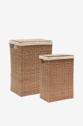 Kave Home - Indali sæt med 2 rattan-kurve, 43 x 27 cm / 50 x 20 cm - B...