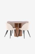 Venture Home - Olivia-spisebord med spisebordsstol i fløjl - Beige - S...