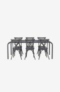 Venture Home - Spisegruppe Borneo med 6 spisebordsstole Tablas - Sort ...