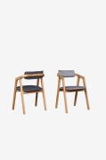 Wood Furniture - Spisebordsstol sæt med to Alfa, eg, mørkegrå - Brun -...