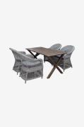LifestyleGarden - Bord 150 cm & 4 stk Marbella-stole - Brun - Spisegru...