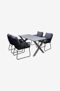 LifestyleGarden - Bord 150 cm & 4 stk. mikado-stole - Grå - Spisegrupp...