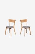 Wood Furniture - Spisebordsstol sæt med to Diana Soft, lysegrå - Brun ...