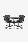 Venture Home - Matgruppe Holmsund med 4st stolper - Sort - Spisegruppe...