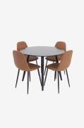 Venture Home - Spisebordssæt Plaza med stole Polar - Brun - Spisegrupp...