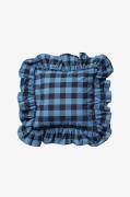 Midnatt - Pudebetræk med flæser Gingham - Blå - Pyntepuder & pudebetræ...