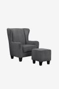 Loft24 - Lænestol med skammel Zhili - Grå - Lænestole - - Homeroom