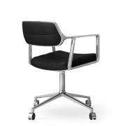 Vipp 453 Swivel Chair - Castors - Læder - Black