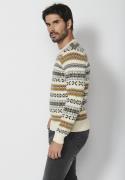 KOROSHI Pullover 'Punto'  camel / lysegrå / sort / hvid