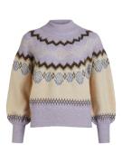 OBJECT Pullover 'Noella'  beige / choko / lavendel