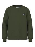 NAME IT Sweatshirt  mørkegrøn / hvid