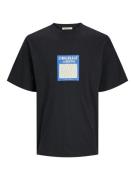 JACK & JONES Bluser & t-shirts 'MYKONOS'  azur / lysegrå / sort / hvid