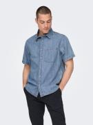 Only & Sons Skjorte 'STEEN'  blue denim