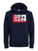 JACK & JONES Sweatshirt 'JJNolan'  navy / rød / hvid