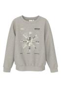 NAME IT Sweatshirt 'Nonen'  grå-meleret / sort / offwhite