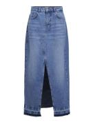 OBJECT Nederdel  blue denim / brun