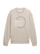 TOM TAILOR DENIM Sweatshirt  beige / sort / hvid