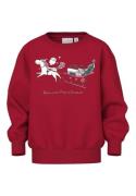 NAME IT Sweatshirt 'NMFVISMAS'  guld / gran / mørkerød / hvid