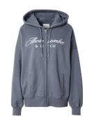 Abercrombie & Fitch Sweatjakke 'LONG LIFE'  basalgrå / hvid