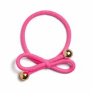 Ia Bon Hair Tie With Gold Bead Neon Pink