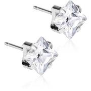 Blomdahl Silver Titanium Tiffany Edge CZ White 7 mm