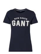 Logo Ss T-Shirt GANT Blue
