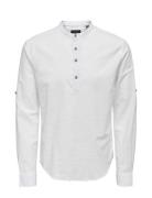 Onscaiden Ls Halfplackt Linen Shirt Noos ONLY & SONS White