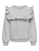 Kogofelia L/S Frill O-Neck Bo Swt Kids Only Grey