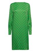 Dress With Gatherings In Dot Print Coster Copenhagen Green