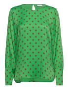 Shirt With Wide Sleeves In Dot Prin Coster Copenhagen Green