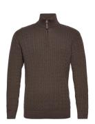 1/2 Zip Cable Knit Lindbergh Brown