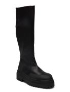 Slfasta New High Shafted Leather Boot B Selected Femme Black