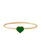 Big Heart Enamel Bangle Gold Design Letters Green