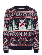 Vianna L/S Snowman Christmas Knit Top/Ka Vila Patterned