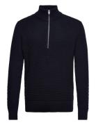 Slhremy Ls Knit All Stu Half Zip W Camp Selected Homme Black