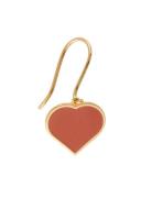 Big Heart Enamel Ear Hanger Gold Plated 1 Pcs Design Letters Orange