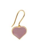 Big Heart Enamel Ear Hanger Gold 1 Pcs Design Letters Pink