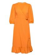 Onlolivia 3/4 Wrap Midi Dress Wvn ONLY Orange