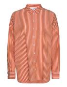 Slfemma-Sanni Ls Striped Shirt Noos Selected Femme Orange