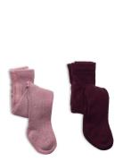 Wool Stocking - Rib 2-Pack Minymo Pink