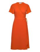 Vilovie S/S Wrap Midi Dress - Noos Vila Orange