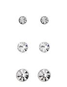 Millie Crystal Earrings, 3-In-1 Set, Silver-Plated Pilgrim Silver
