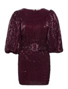 Sequins Puff Sleeve Mini Dress By Ti Mo Burgundy