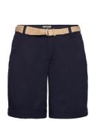 Shorts With Braided Raffia Belt Esprit Casual Navy