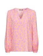 Crepe Blouse With All-Over Pattern Esprit Collection Pink